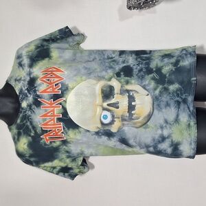 Tie-Dye Skull Trippie Red Short Sleeve Tee - Blue and Yellow Large
